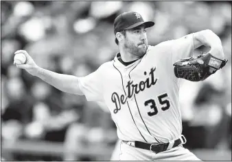  ?? AP/PAUL BEATY ?? Detroit Tigers starting pitcher Justin Verlander delivers a pitch Tuesday during the first inning of a baseball game against the Chicago White Sox in Chicago.