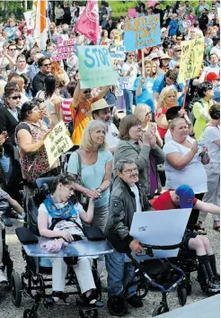  ?? ED KAISER/ EDMONTON JOURNAL ?? Four rallies have been held outside the legislatur­e in the past month by people concerned about changes to the PDD program.