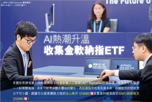  ??  ?? 人類棋王面對Alph­aGo屢戰屢敗，顯示AI威力。（法新社圖片）