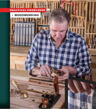  ??  ?? Right: A NAREX Richter Bench Chisel during honing, set in a Veritas Tools MkII Honing Guide. (Bevel: 24° at 12 000 grit.) Below: Cleanshavi­ng an arm in one stroke with a 235-year-old axe, properly sharpened and honed.