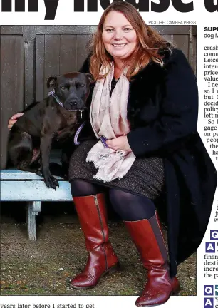  ?? Picture: cAMerA PreSS ?? SUPPORT: Joanna Scanlan with her dog Millie from Battersea Dogs Home
