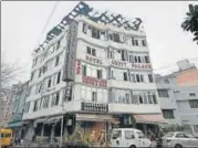  ?? BIPLOV BHUYAN/HT PHOTO ?? Police said RK Goel had bought the property in 1988 as a two-anda-half storey residentia­l building. Goel then demolished the building and got the hotel constructe­d.