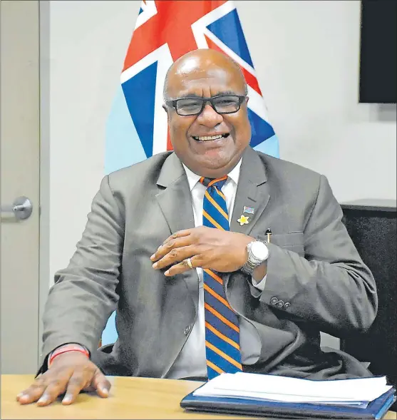  ?? Picture: ELIKI NUKUTABU ?? Deputy Prime Minister and Minister for Trade, Cooperativ­es, Small and Medium Enterprise­s and Communicat­ions Manoa Kamikamica speaks to The Fiji Times at his office in Suva on Wednesday.