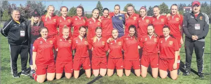  ?? SOCCER CANADA PHOTO ?? The Holy Cross Avalon Ford women’s soccer team followed up its 2017 provincial championsh­ip by achieving Newfoundla­nd and Labrador’s first-ever podium finish at the Canadian Jubilee Trophy tournament in Surrey, B.C., where the Crusaders claimed a...