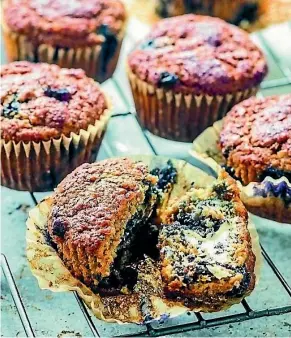  ??  ?? These banana and blueberry bran muffins can be made dairy free by using coconut yoghurt.