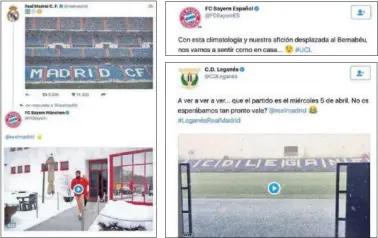  ??  ?? LA GUERRA DE LOS TUITS. El Madrid puso el del Bernabéu nevado y a partir de ahí todo se lio...