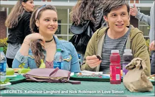  ??  ?? SECRETS: Katherine Langford and Nick Robinson in Love Simon