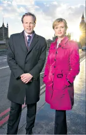  ??  ?? Polling day: Tom Bradby and Julie Etchingham host ITV’S coverage