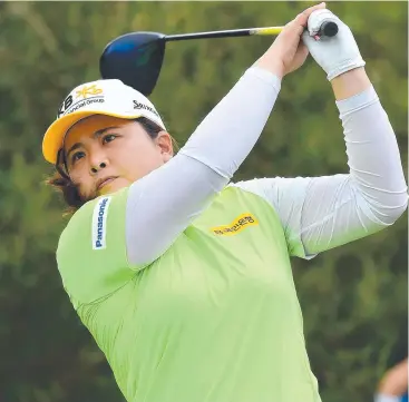  ?? Picture: MARK BRAKE/GETTY IMAGES ?? JOINT LEADER: Inbee Park of Korea tees off the 18th during day two of the 2020 ISPS HANDA Women's Australian Open at Royal Adelaide.