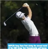  ??  ?? NAPLES: Sung Hyun Park during the second round of the CME Group Tour Championsh­ip golf tournament at Tiburoxl Golf Club, in Naples.—AP