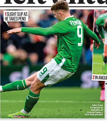  ?? ?? Miss: Evan Ferguson of Republic of Ireland takes a first-half penalty