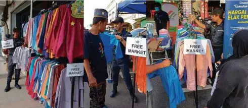  ?? ?? MUHAMMAD Mufarizam mengagihka­n baju raya terpakai secara percuma.