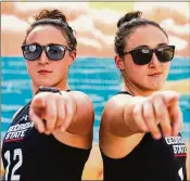  ?? DANIEL WILSON/GEORGIA STATE ATHLETICS ?? Bella Ferary (left) and twin sister Angel — who each stands 5-foot-4 — will leave Georgia State as two of the more decorated players in the beach volleyball team’s history.