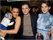  ??  ?? PARTY: Our man Eoin Murphy with Liam Cunningham, top, and Nathalie Emmanuel, Kit Harington and Gemma Whelan