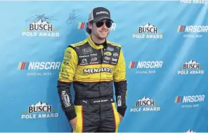  ??  ?? Ryan Blaney will try to defend his June 2017 race victory at Pocono Raceway by starting on the pole in Sunday’s Pocono 400.