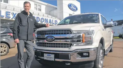  ?? TY DUNHAM PHOTO ?? Nick Heer, D. Alex MacDonald Ltd. sales manager, has a lot of inventory he’s excited about, including the 2018 Ford F-150’s mid-model refresh with an updated exterior design.