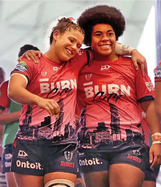  ?? Photo: Rebels Media ?? Melbourne Rebels Laiema Bosenavula­gi (right) has been named in the Wallaroos squad to play against the Vodafone Fijiana XVs this Saturday.