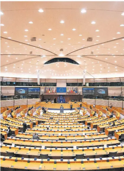  ?? FOTO: MARTIN BERTRAND/IMAGO ?? Blick ins EU-Parlament in Brüssel.