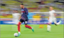  ?? REUTERS ?? France's Kylian Mbappe doing what he does best, running down at breakneck speed against Germany, at the Allianz Arena in Munich, Germany on Tuesday.