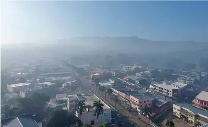  ?? ?? An aerial view of Lautoka City shows smoke hovering over it last year.