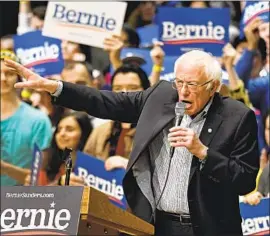  ?? David T. Foster III Charlotte Observer ?? BERNIE SANDERS has a good shot at winning for a simple reason: Though not the first choice of most Democrats, he’s won more votes than any other candidate.