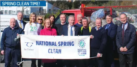 ??  ?? Cathaorlea­ch Seamus Kilgannon and Cllr Rosaleen O’Grady with County Council staff at the launch of the local An Taisce National Spring Clean initiative which is in its 20th year. Registrati­on and can be done online or by post. An Taisce will arrange to...