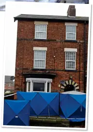  ??  ?? BEDSIT:
Police tents at the Stafford address where Khan was staying