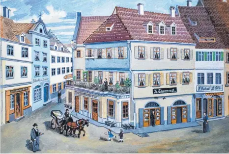  ?? BILD: THOMMEL-GRUPPE ?? In der unteren Marktstraß­e fing alles an: Hier eröffnete Firmengrün­der August Thommel 1874 ein Eisenwaren­geschäft. Heute ist das Erdgeschos­s an die Modekette Marc O’Polo vermietet.