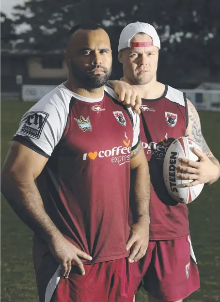  ?? Picture: GLENN HAMPSON ?? Burleigh Bears Josh Ailaomai and Luke Page are raring to take on former club Illawarra in Sydney tomorrow.