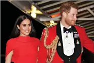  ?? (Simon Dawson/Pool via AP, file) ?? Britain’s Prince Harry and Meghan, duchess of Sussex, arrive at the Royal Albert Hall on March 7 in London to attend the Mountbatte­n Festival of Music.