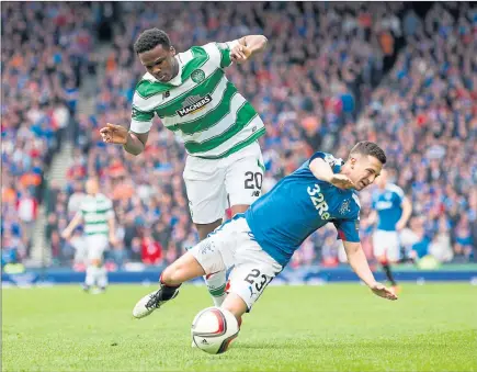  ?? Picture: SNS ?? UPS AND DOWNS: Dedryck Boyata and Jason Holt of Rangers battle for possession yesterday.