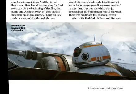  ??  ?? Backseat driver: new droid BB-8 hitches a ride.