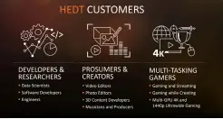  ??  ?? AMD defines the HEDT market into a number of usage scenarios and associated types of users.