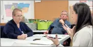  ?? Jeremy stewart ?? Polk County Elections Director Lee Ann George (from left), and Board of Elections Chairman Pete Buckner listen to Elections Coordinato­r Brande Coggins during a meeting of the Polk County Board of Elections on Wednesday, Dec. 9.