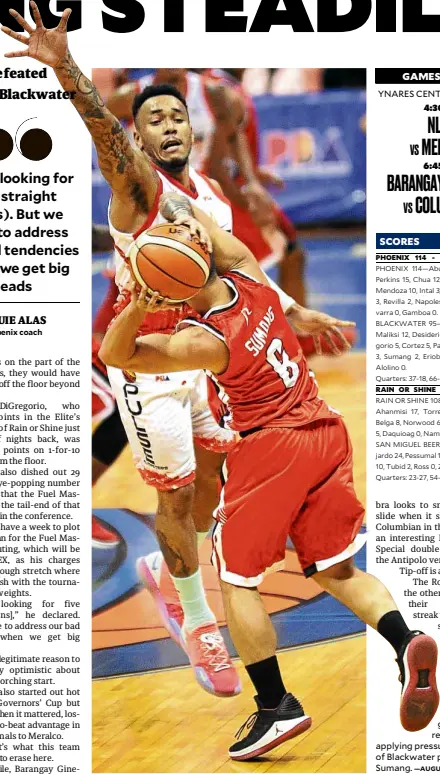  ?? —AUGUST DELA CRUZ ?? Calvin Abueva was all over the court for Phoenix, scoring, grabbing rebounds and applying pressure on the likes of Blackwater playmaker Roi Sumang.