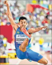  ?? GETTY ?? Murali Sreeshanka­r crossed the Tokyo qualificat­ion mark with a jump of 8.26m in his fifth attempt on Tuesday.