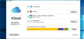  ??  ?? Apple’s iCloud for Windows utility lets you access some of your iCloud data on a PC.