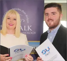  ??  ?? Minister of State at the Department of Education, Mary Mitchell O’Connor TD, with Pauraic Renaghan, President of Student Union during a recent visit to DkIT.