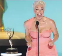  ?? Television Academy ?? HANNAH WADDINGHAM accepts the award for supporting actress in a comedy series for AppleTV+’s “Ted Lasso.”