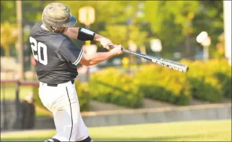 ?? PHOTO BY TINA GRAY ?? La Plata senior Scott Logue hits a three-run home run in the top of the first inning of Tuesday’s Class 2A state semifinals versus Baltimore County’s Eastern Technical to give his team the 4-0 lead. Logue finished 2 for 3 at the plate as the Warriors...