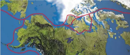  ?? Bild: SN ?? Die Nordwestpa­ssage verbindet nördlich des amerikanis­chen Kontinents den Atlantik mit dem Pazifik.