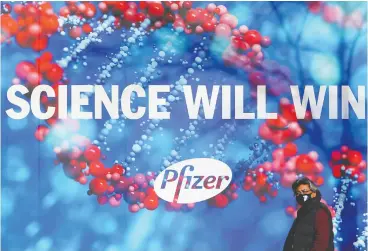  ?? CARLO ALLEGRI / REUTERS ?? Pfizer says it has shown “potent in vitro antiviral activity against SARS-COV-2,” and activity against other coronaviru­ses, raising the prospect of a cure for the common cold.