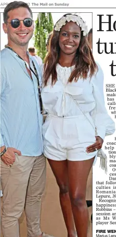  ?? ?? FIRE WENT OUT: Oti Mabuse and husband Marius Lepure, left, contacted Tony Robbins, right