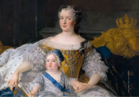  ?? ?? Marie Leszczynsk­a (1703-1768), reine de France, et Louis, dauphin de France, vers 1730, d'Alexis Simon Belle (1674-1734). Louis XV épouse la fille du roi de Pologne en 1725.