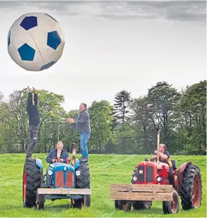  ?? Picture: Paul Reid. ?? Players for the four teams of tractors, from famous makes Ferguson, Nuffield, Ford and Massey, train for the Fettercair­n Show.
