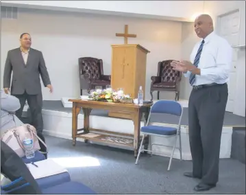  ?? STAFF PHOTO BY ANDREW RICHARDSON ?? Ted Jones speaks at a NAACP town hall meeting held at Bethel Community Church in Bryans Road last June to discuss what adults can do to prevent at-risk youth from entering or returning to the criminal justice system. The discussion gave birth to the...