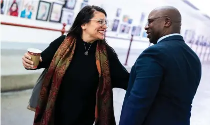  ?? Photograph: Sipa US/Alamy ?? Rashida Tlaib, left, has formed a joint fundraisin­g committee to help Jamaal Bowman, right, see off challenger­s boosted by pro-Israel funding.