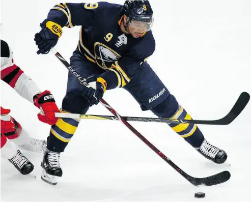 ?? JEFFREY T. BARNES / THE ASSOCIATED PRESS ?? The Buffalo Sabres were able to move forward Evander Kane to the San Jose Sharks before the NHL trade deadline, but they didn’t receive as much in return as they would have liked.