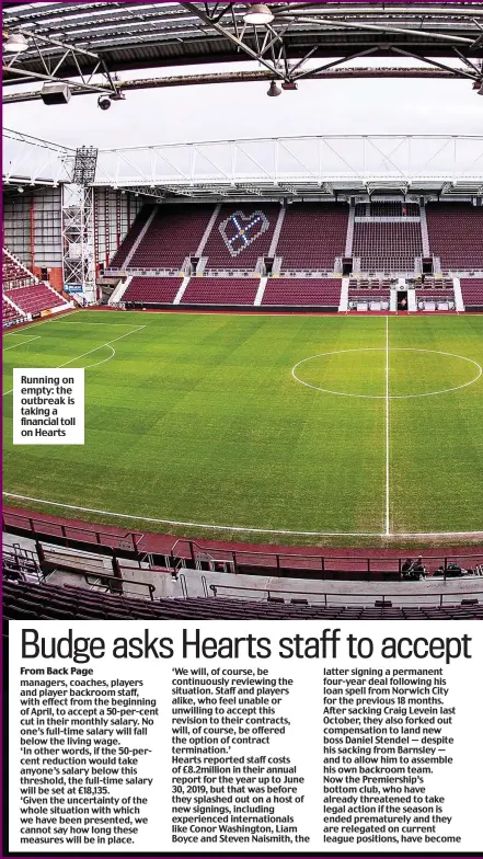  ??  ?? Running on empty: the outbreak is taking a financial toll on Hearts