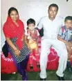  ??  ?? Sanjay, 29, with his wife and two sons